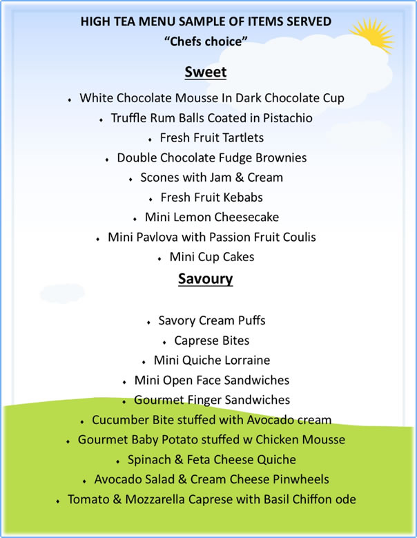 High Tea Menu
